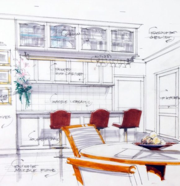 design sketch of kitchen interior